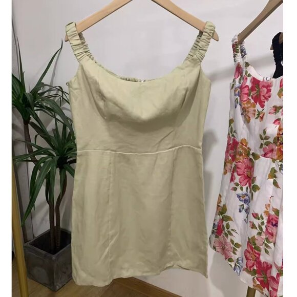 ✨ SALE Reformation Sawyer Linen Mini Dress Sz6 Dried Herbs Green - Picture 5 of 6